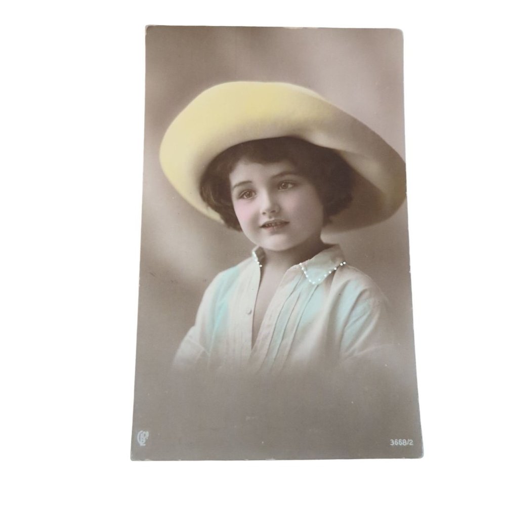 RPPC Angelic Dutch Girl Hat Curls CL Co Colorized Small Art 1912 Stamp 110 Years